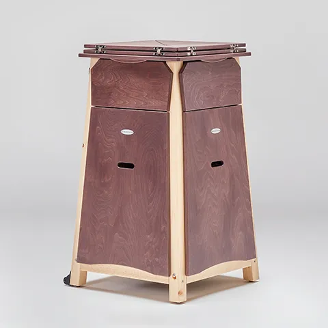 Apericovid | Tavolo Keope colore Mocha telaio naturale visione laterale thumb